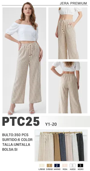 Pantalón con cintura elástica y cordón-PTC25