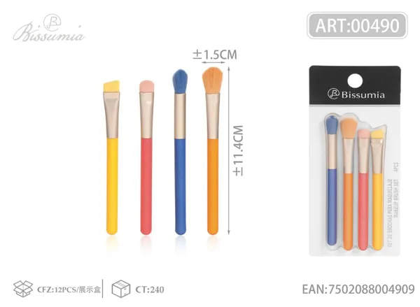 set de 4 brochas de maquillaje de colores