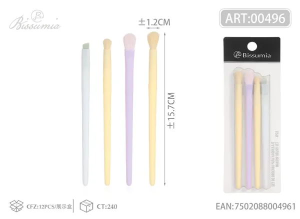 set de 4 brochas de maquillaje de color macarrón