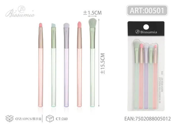 set de 5 brochas de maquillaje con tubo mate