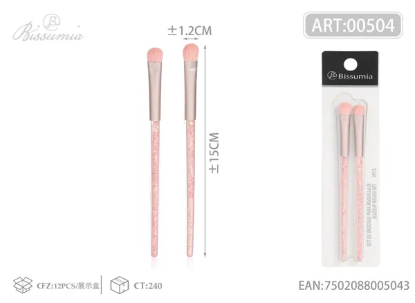 set de 2 brochas de maquillaje con tubo brillante