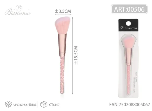 brocha de maquillaje con tubo de cristales rotos