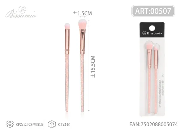 set de 2 brochas de maquillaje con tubo de cristales rotos