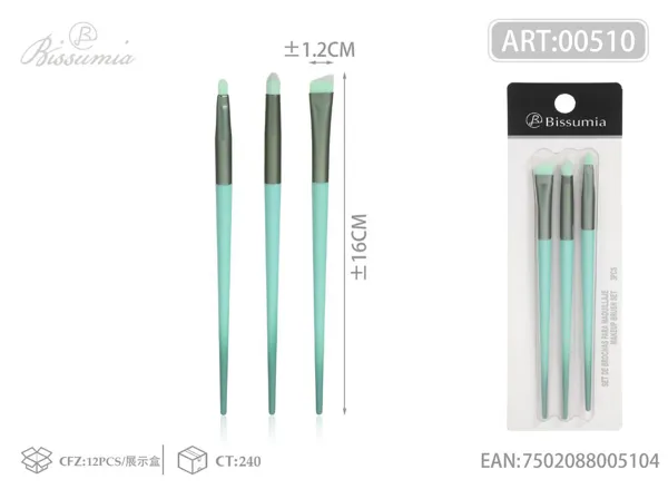 set de 3 brochas de maquillaje con mango degradado
