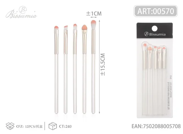 set de 5 brochas de maquillaje de color dorado iridiscente