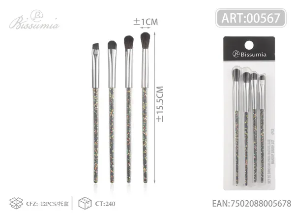 set de 4 brochas de maquillaje con relleno mixto