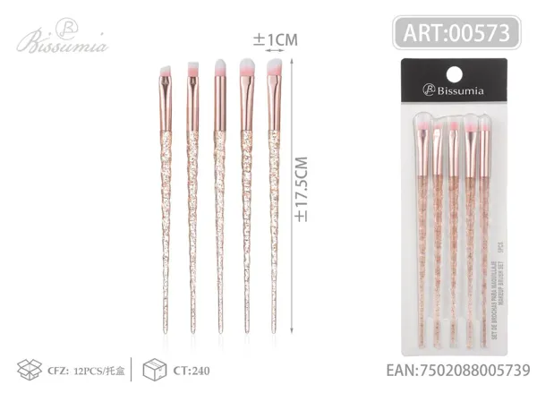 set de 5 brochas de maquillaje unicornio (naranja)