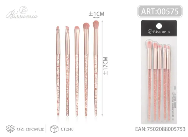 set de 5 brochas de maquillaje jardín de sueños rosa