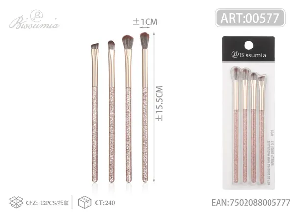 set de 4 brochas de maquillaje champán dorado relleno completo