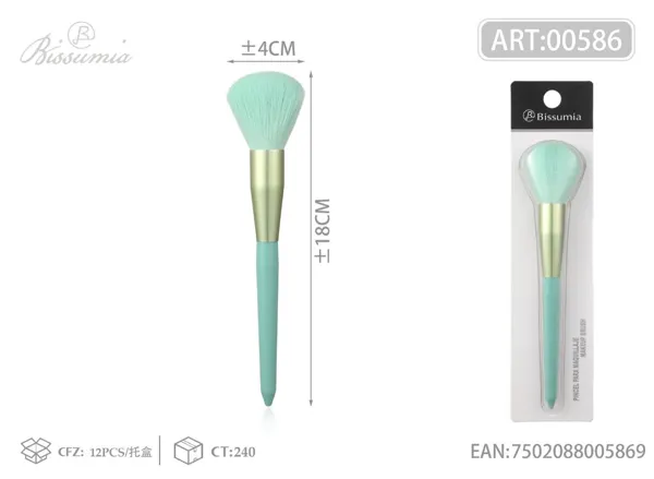 brocha de maquillaje individual verde agua (grande)