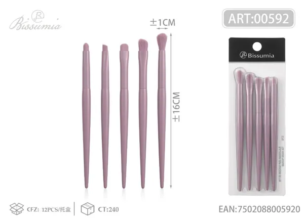 Set de 5 brochas de maquillaje en color bermellón