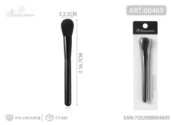 Brocha de maquillaje con punta de llama y mango negro