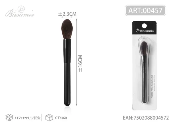 Brocha de maquillaje con punta de llama y mango negro