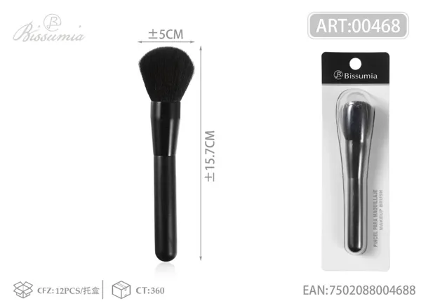 Brocha de maquillaje con punta inclinada y mango negro