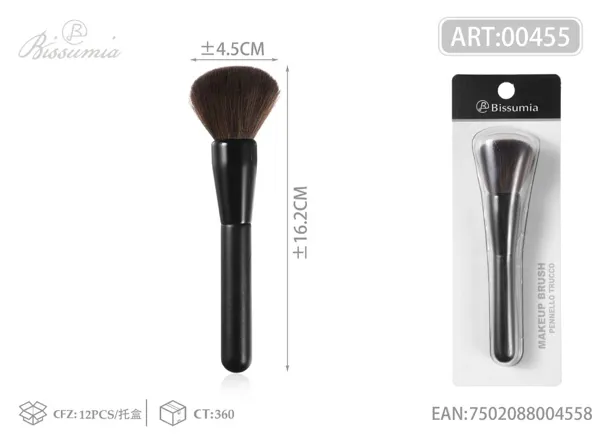 Brocha de maquillaje grande para polvos sueltos con mango negro