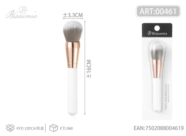 Brocha de maquillaje grande para polvos sueltos con mango blanco