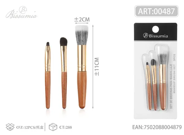 Set portátil de 3 brochas de maquillaje 2#