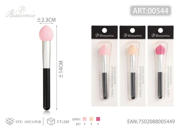 Brocha de maquillaje con punta de llama y esponja
