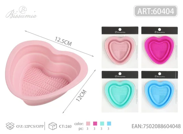 Recipiente limpiador de brochas de maquillaje de silicona con forma de corazón 12.8*12*4.4cm 49g