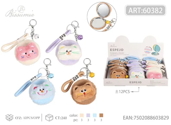 espejo doble circular 7*7cm con diseño de peluche 1#