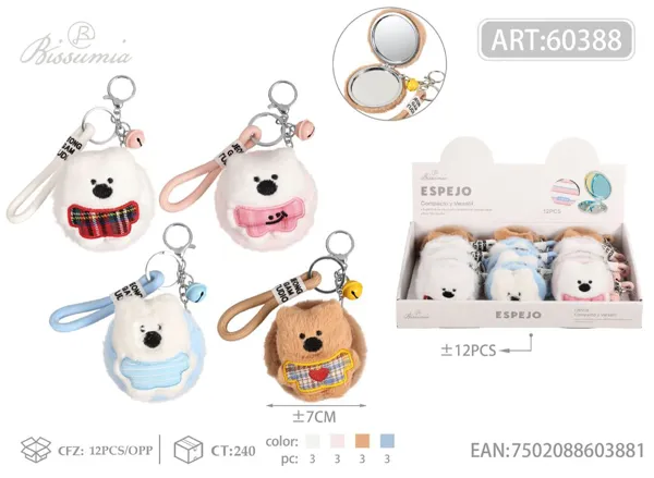 espejo doble circular 7*7cm con diseño de peluche 7#