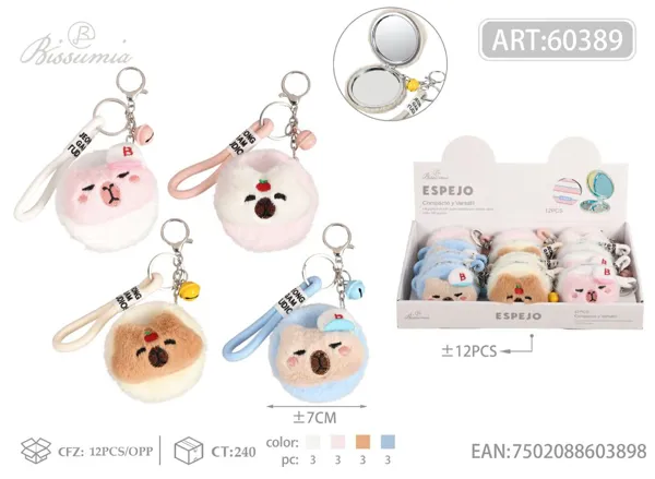 espejo doble circular 7*7cm con diseño de peluche 8#