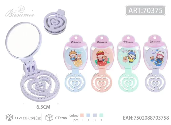 Peine con espejo plegable de diseño animado 15*6.5cm No.1