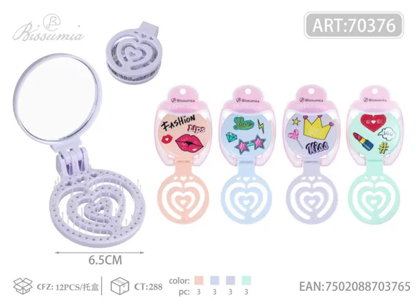 Peine con espejo plegable de diseño animado 15*6.5cm No.2