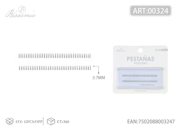 2 tiras de pestañas inferiores D-05 7mm