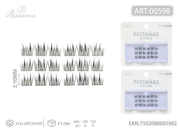 Pestañas postizas de 3 tiras girasol de doble punta
