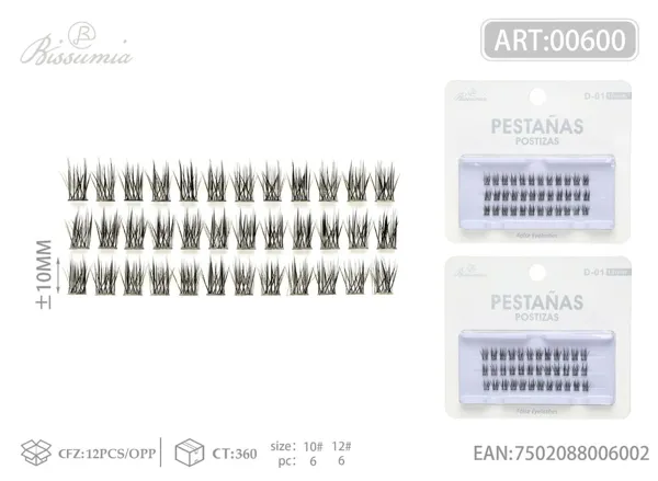 Pestañas postizas de 3 tiras estilo abanico de plumas