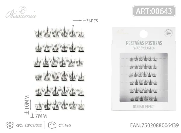 6 tiras de pestañas postizas sin pegamento girasol