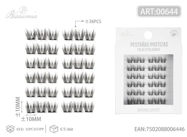 6 tiras de pestañas postizas sin pegamento flecos de oreja de gato