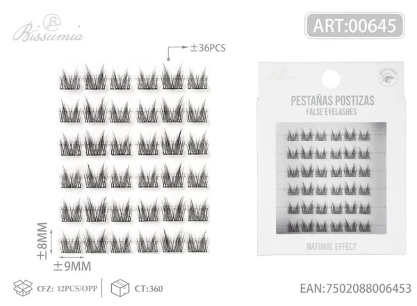 6 tiras de pestañas postizas sin pegamento gato salvaje