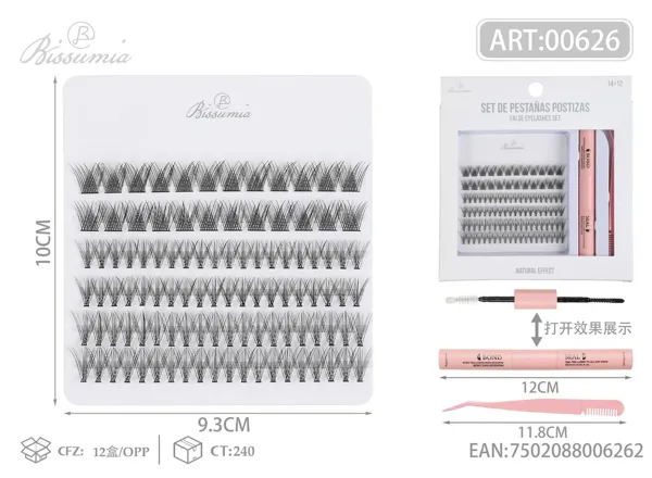Set de pestañas postizas M01+20D (14mm+12mm)