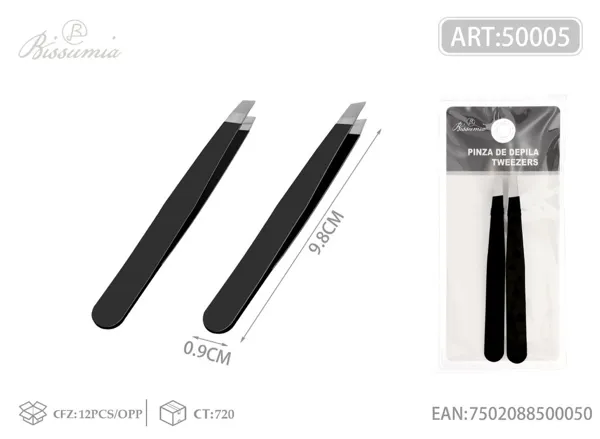 Pinza de cejas 96 de acero con punta plana＋oblicua