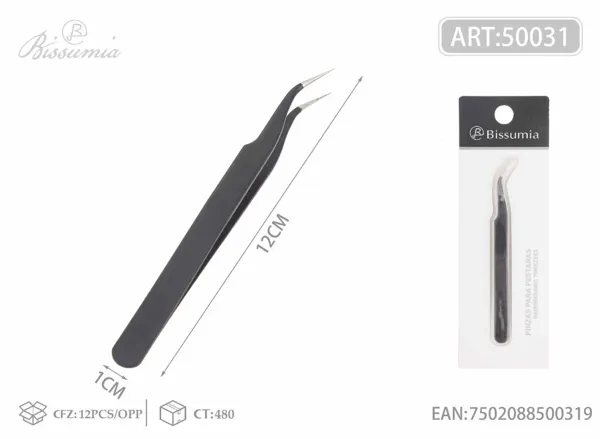 Pinza de cejas curva con punta fina