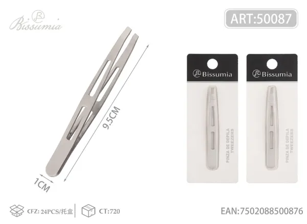 Pinza de cejas de acero calada