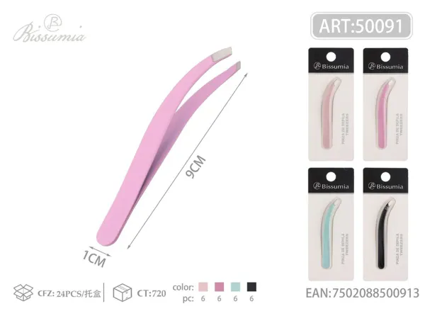 Pinza de cejas curva