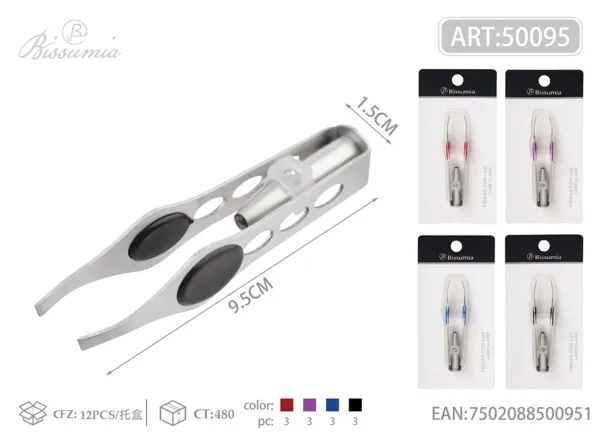 Pinza de cejas de acero inoxidable con luz y abultada