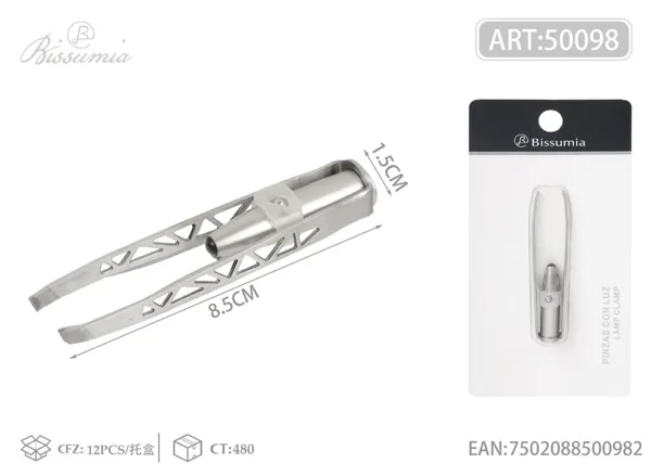 Pinza de acero inoxidable con luz y diseño calado