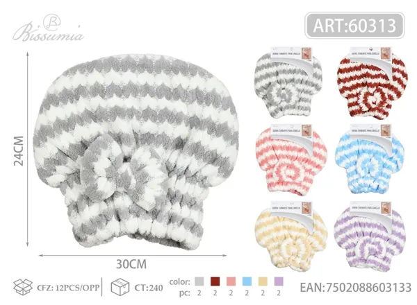 Gorro de secado de rayas horizontales 26*27cm