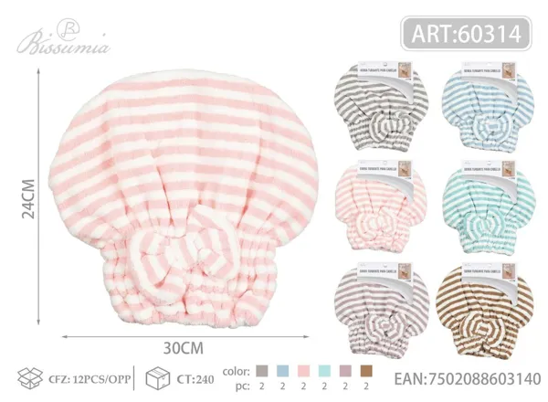Gorro de secado de rayas finas 26*27cm
