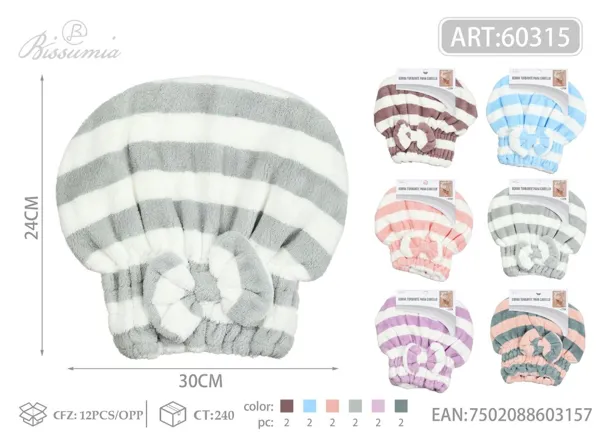 Gorro de secado de rayas gruesas 26*27cm