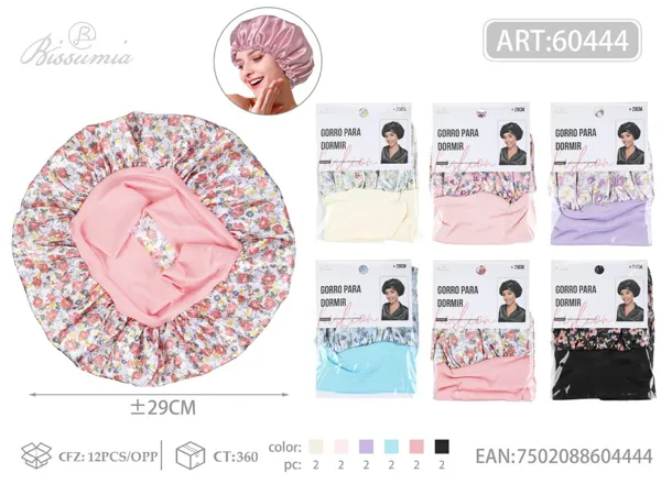 Gorro de dormir de una capa con estampado de flores 28-29cm