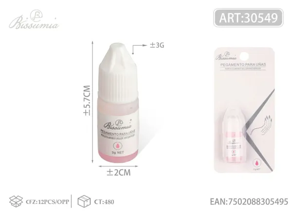 Pegamento para uñas rosa de 3g