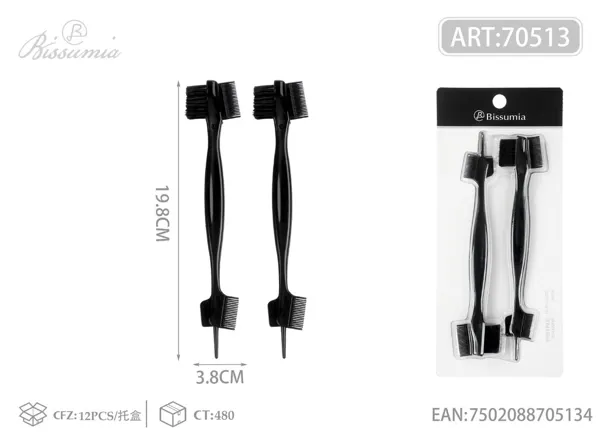 Cepillo para cejas de cinco cabezas 19.8*3.8cm 2 piezas Negro