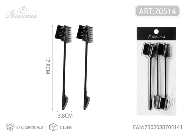 Cepillo para cejas de tres cabezas 17.8*3.8cm 3 piezas Negro
