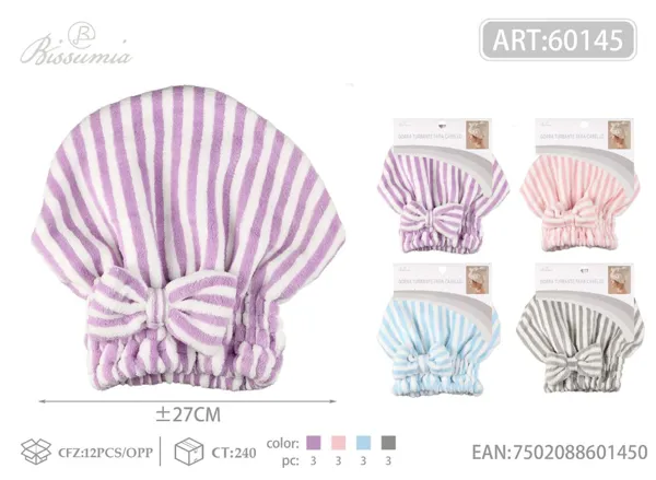 Gorro de secado de cabello con rayas rectas