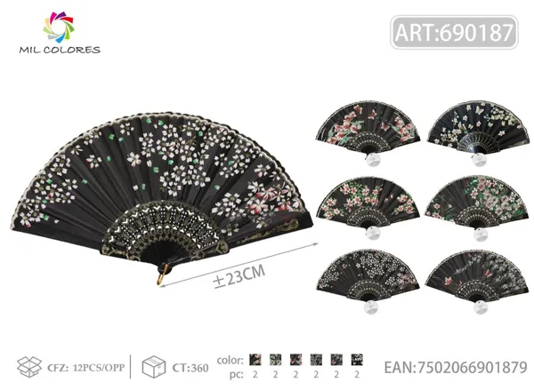 Abanico negro de encaje 23CM